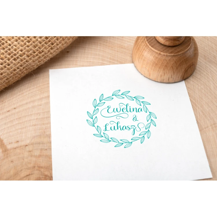 Wedding stamp with wreath for ink imprint - handle diameter 40mm - STS038