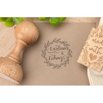 Wedding stamp with wreath for ink imprint - handle diameter 40mm - STS038
