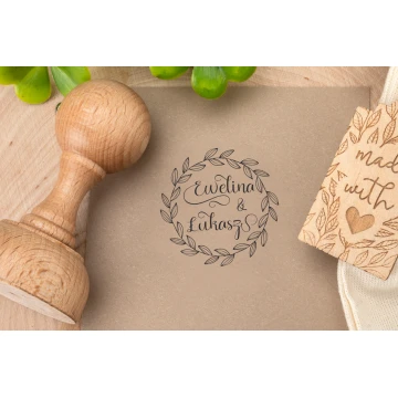 Wedding stamp with wreath for ink imprint - handle diameter 40mm - STS038
