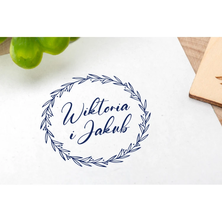 Wedding stamp with wreath for ink imprinting - handle diameter 40mm - STS039