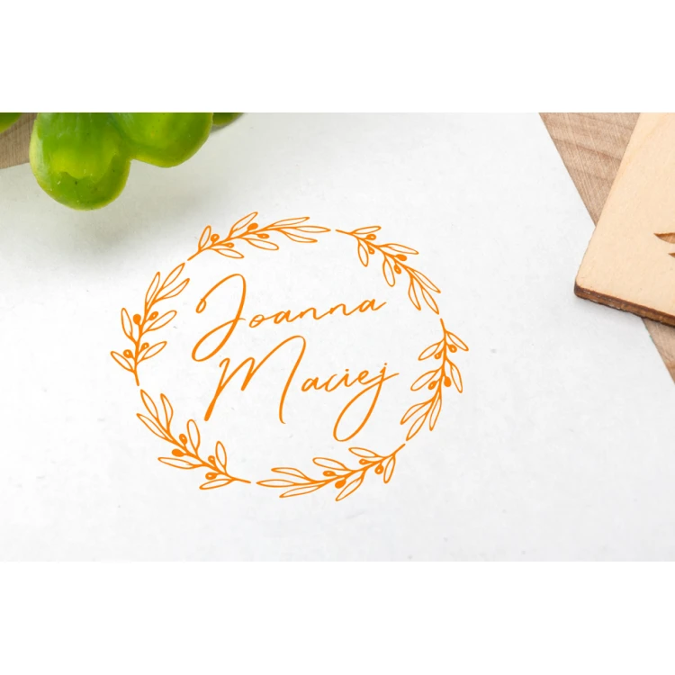 Wedding Stamp Wreath for Ink Stamping - Handle Diameter 40mm - STS040