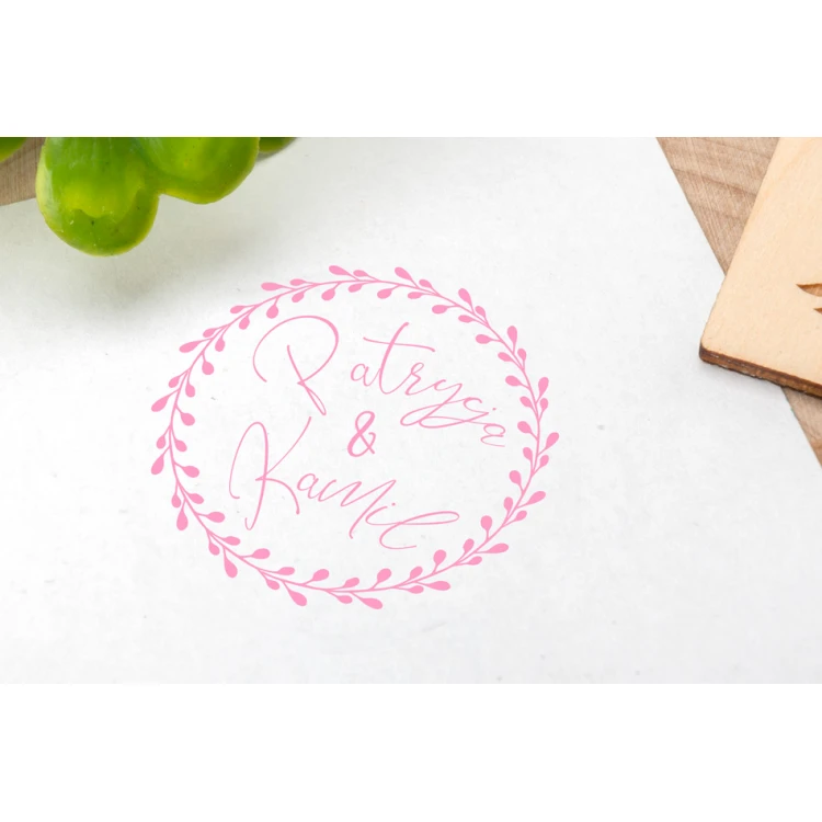 Wedding stamp with wreath for ink imprint - handle diameter 40mm - STS041
