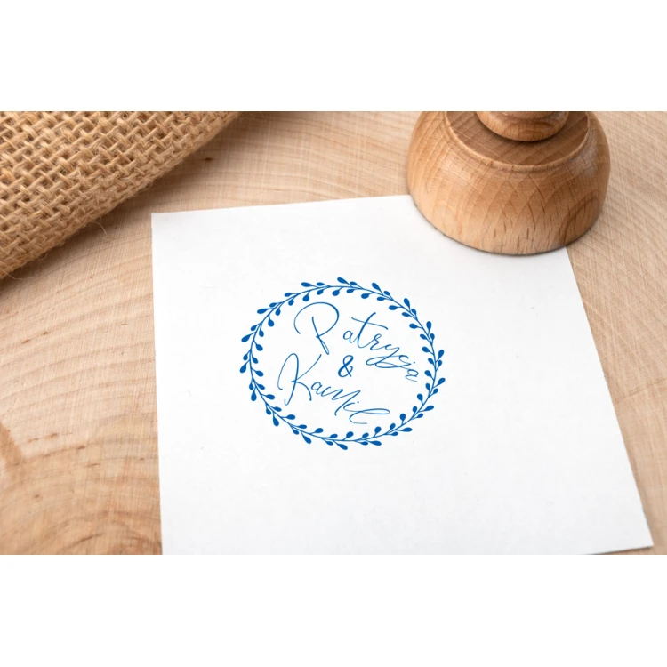 Wedding stamp with wreath for ink imprint - handle diameter 40mm - STS041