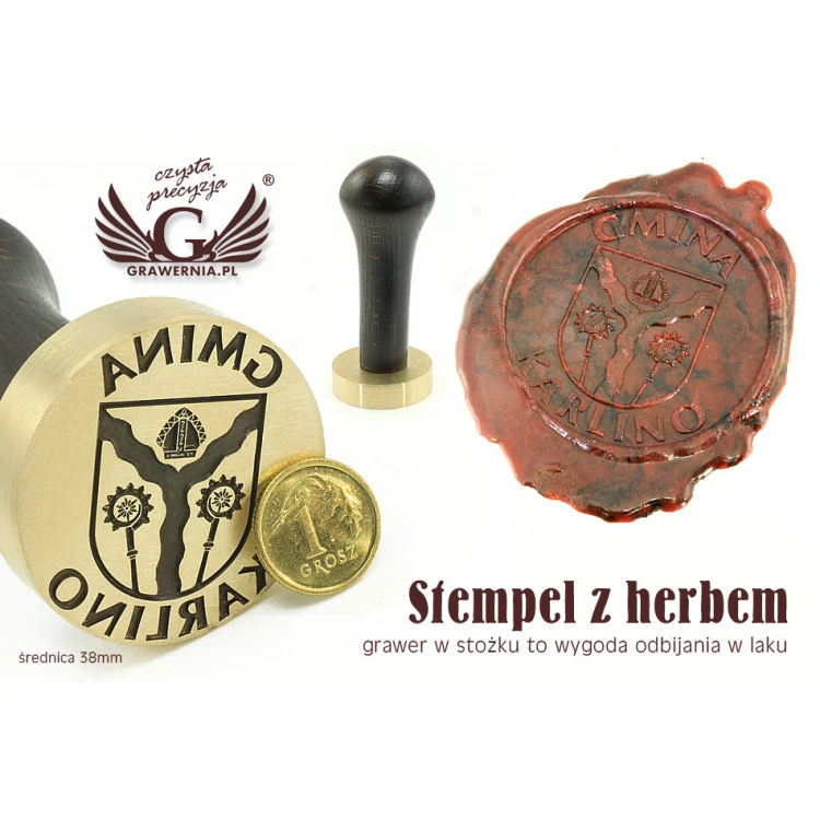 Seal stamp with coat of arms for wax - diameter: 38mm - CNC