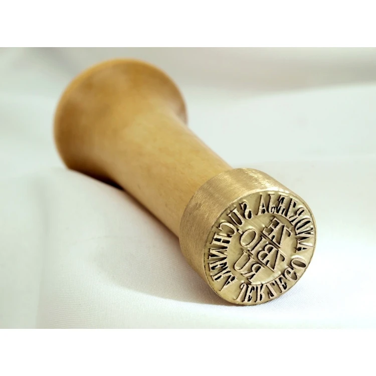 Brass stamp for ink imprinting - diameter 22mm, engraving depth about 0.4mm