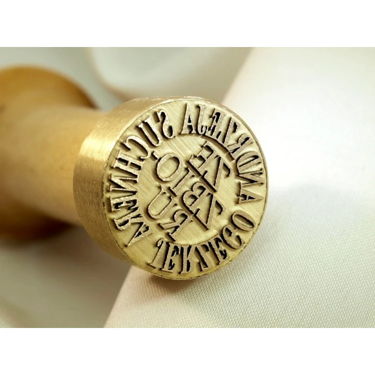 Brass stamp for ink imprinting - diameter 22mm, engraving depth about 0.4mm