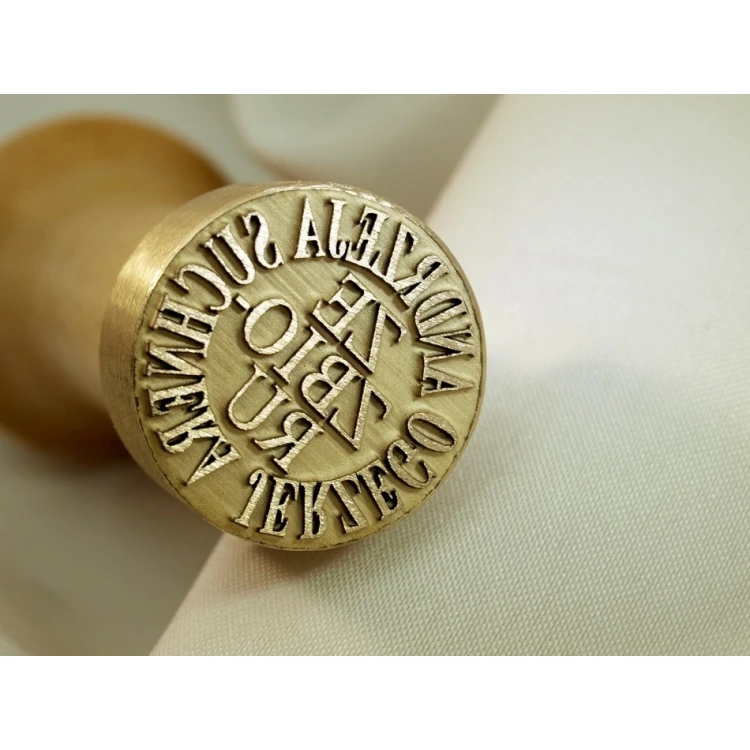 Brass stamp for ink imprinting - diameter 22mm, engraving depth about 0.4mm