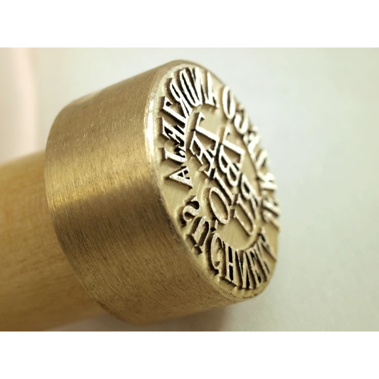 Brass stamp for ink imprinting - diameter 22mm, engraving depth about 0.4mm