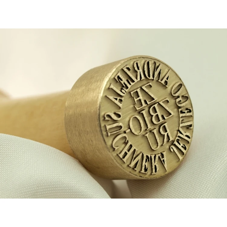 Brass stamp for ink imprinting - diameter 22mm, engraving depth about 0.4mm