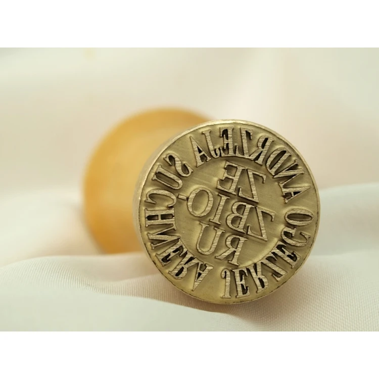 Brass stamp for ink imprinting - diameter 22mm, engraving depth about 0.4mm