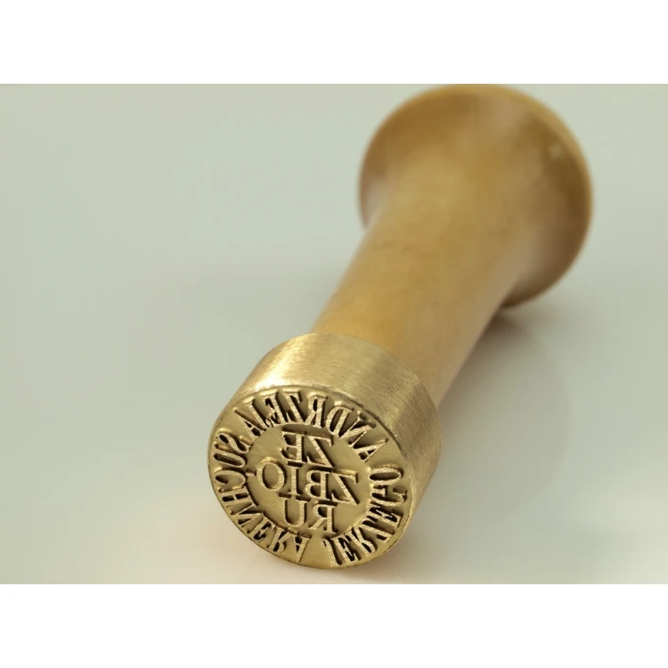 Brass stamp for ink imprinting - diameter 22mm, engraving depth about 0.4mm