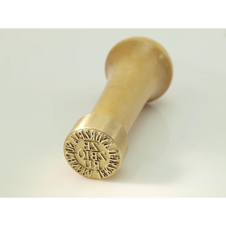 Brass stamp for ink imprinting - diameter 22mm, engraving depth about 0.4mm