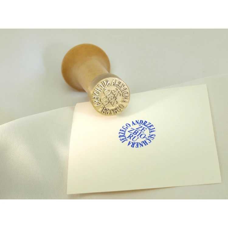 Brass stamp for ink imprinting - diameter 22mm, engraving depth about 0.4mm