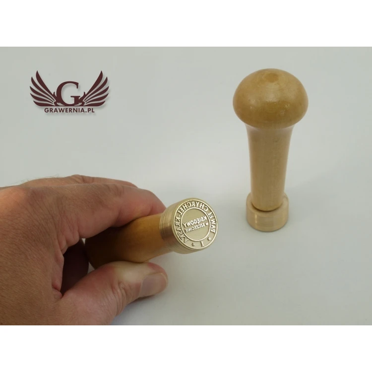 Brass stamp for ink imprinting - diameter 22mm, engraving depth about 0.4mm