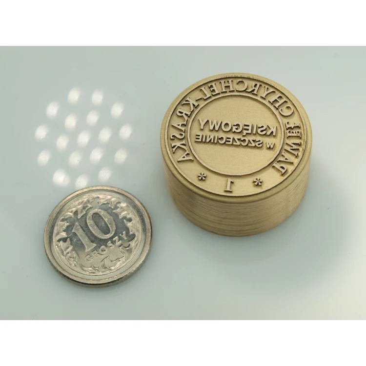 Brass stamp for ink imprinting - diameter 22mm, engraving depth about 0.4mm