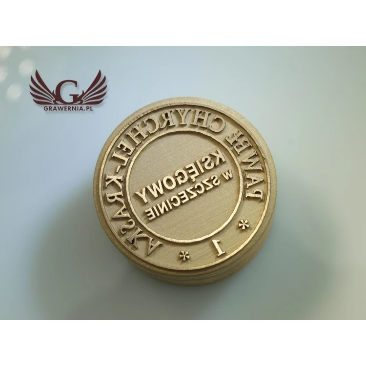 Brass stamp for ink imprinting - diameter 22mm, engraving depth about 0.4mm