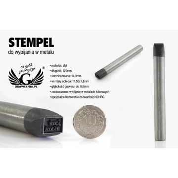 Steel stamp for metal punching - imprint size 11.53x7.8mm - LASER