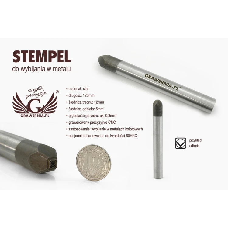 Steel stamp for metal punching - imprint diameter 5mm - CNC061