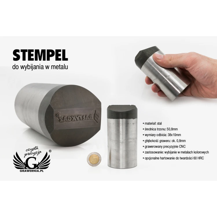 Steel stamp for metal punching - imprint dimensions 38x10mm - CNC069