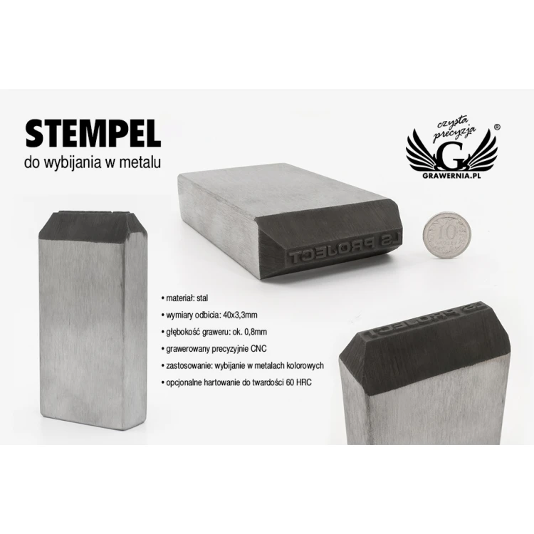 Steel stamp for metal punching - imprint dimensions 40x3.3mm - CNC073