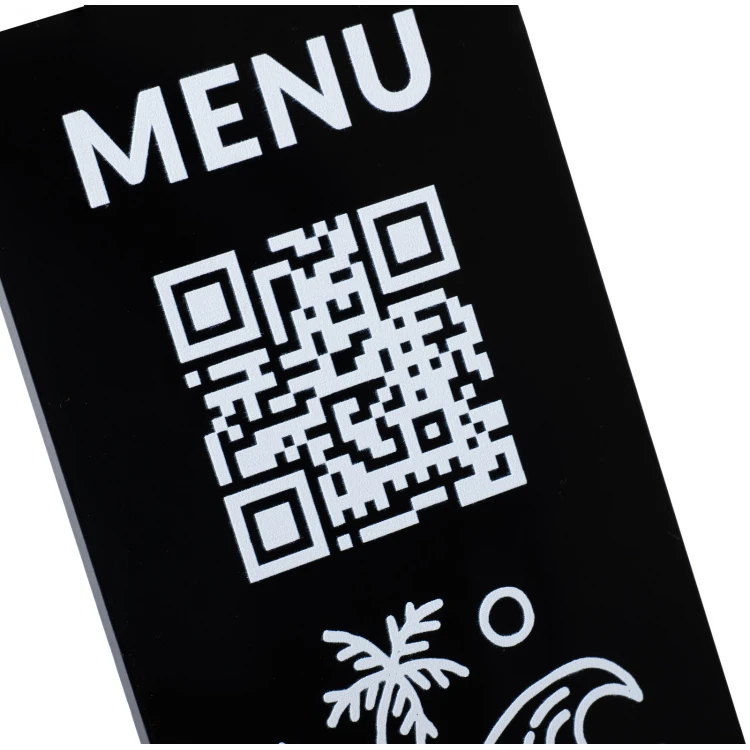 Menu Stand with QR Code - Black Plexi - Size 55x90mm - ST050