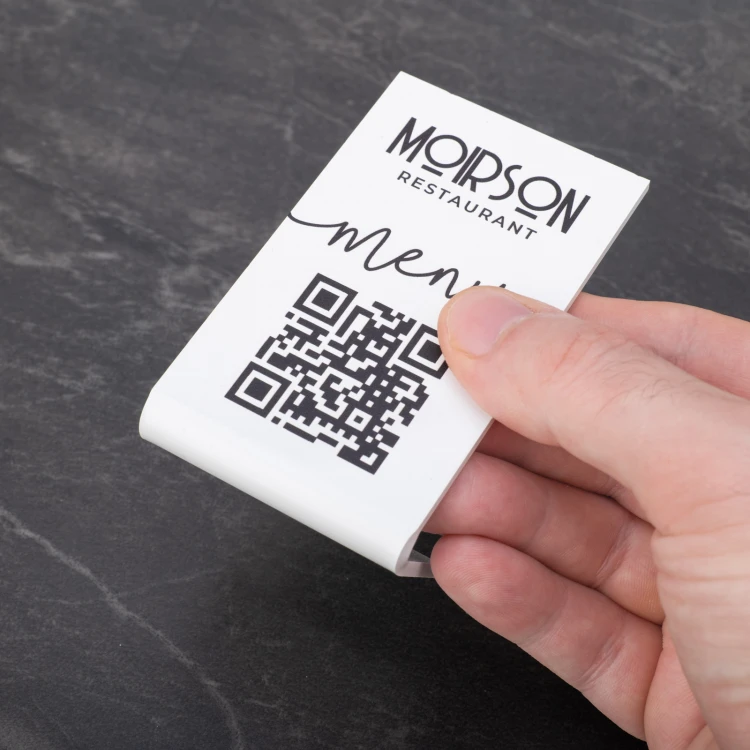Menu Stand with QR Code - White Plexi - Dimensions 55x90mm - ST051