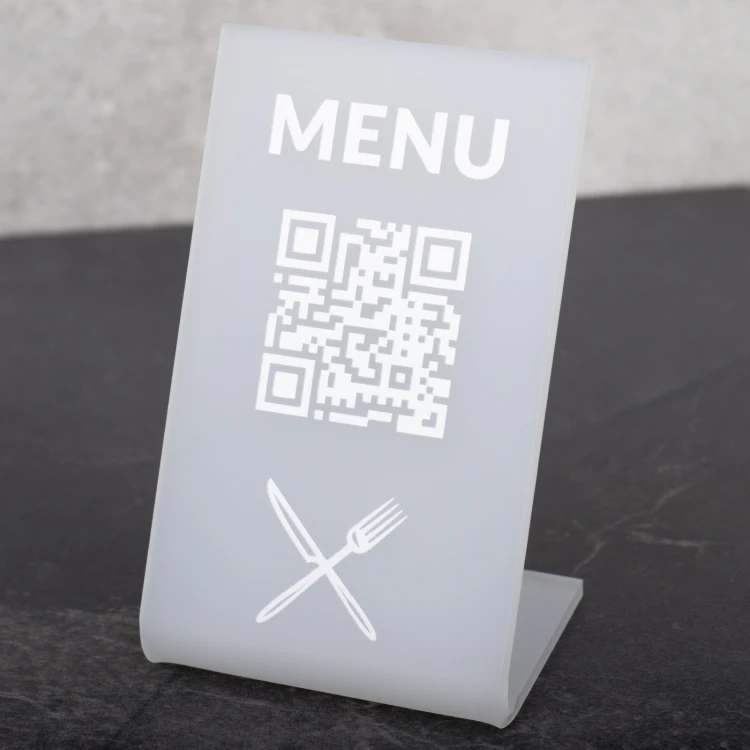 Menu Stand with QR Code - Plexi Frost - Dimensions 55x90mm - ST052