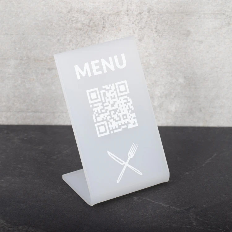 Menu Stand with QR Code - Plexi Frost - Dimensions 55x90mm - ST052