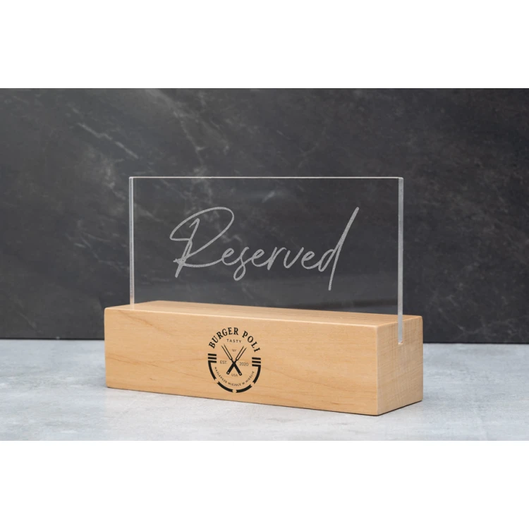Reservation Stand - Clear Plexiglass on Wooden Pedestal - ST038