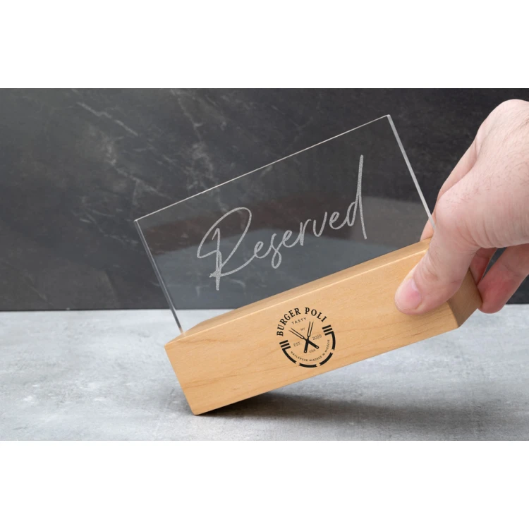 Reservation Stand - Clear Plexiglass on Wooden Pedestal - ST038