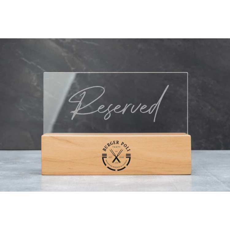 Reservation Stand - Clear Plexiglass on Wooden Pedestal - ST038