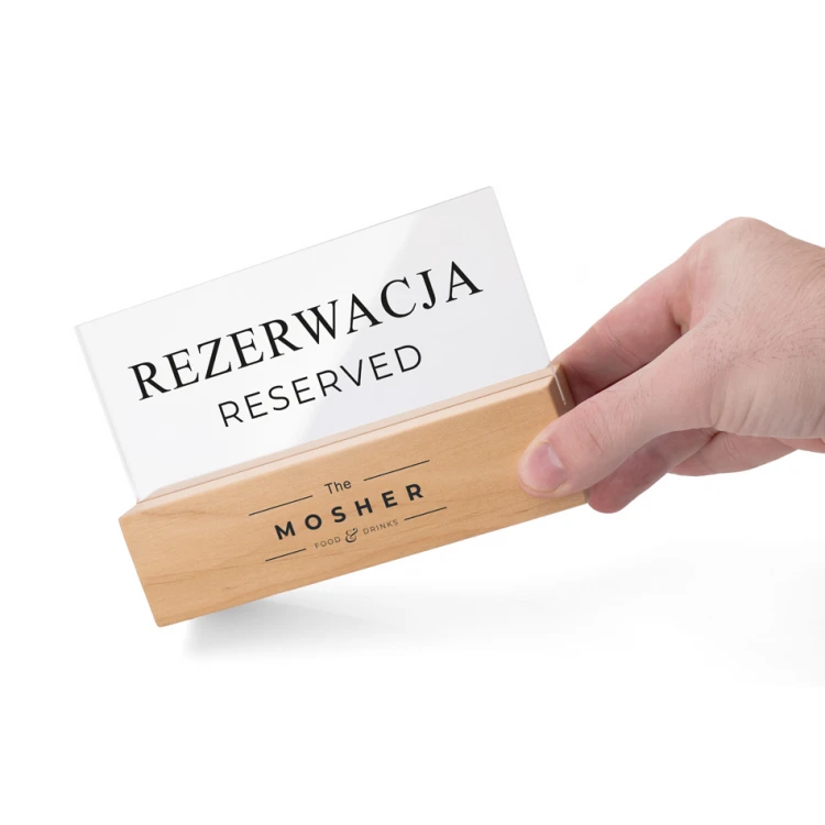 Reservation Stand - Clear Plexiglass on Wooden Pedestal - ST039