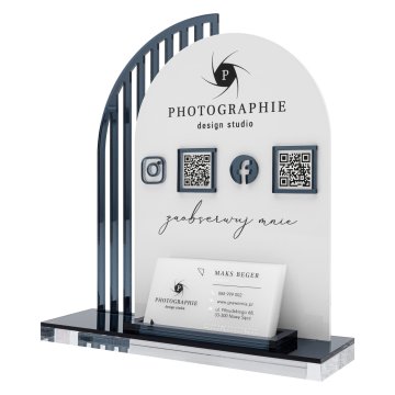 Acrylic stand with QR codes and space for business cards - H 23 cm - ST081