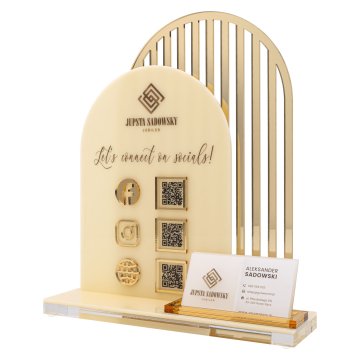 Acrylic stand with QR codes and space for business cards - H 23 cm - ST085