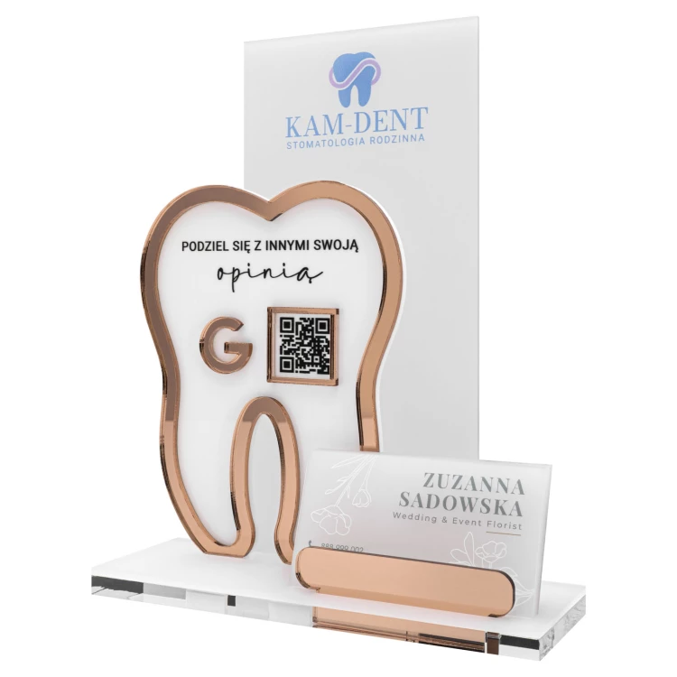Acrylic stand with QR code and space for business cards - size 22 cm - ST088
