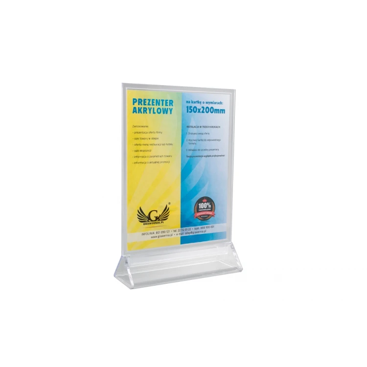 Stand, plastic display for a card of 150x200mm dimensions - model PR016