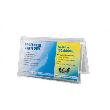 Stand, plastic display for a card of 180x100mm dimensions - model PR018