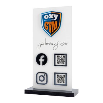 Information stand with QR codes and raised logo - dimensions 140x240mm - ST067