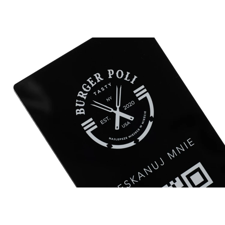 Information Stand with QR Code - Black Plexi on Wooden Pedestal - ST027