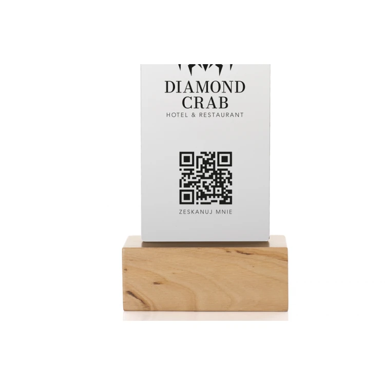 Information Stand with QR Code - Matte Plexi on Wooden Pedestal - ST031