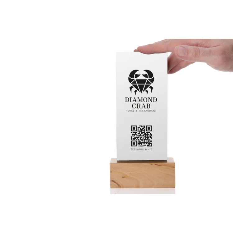 Information Stand with QR Code - Matte Plexi on Wooden Pedestal - ST031