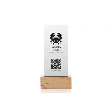Information Stand with QR Code - Matte Plexi on Wooden Pedestal - ST031