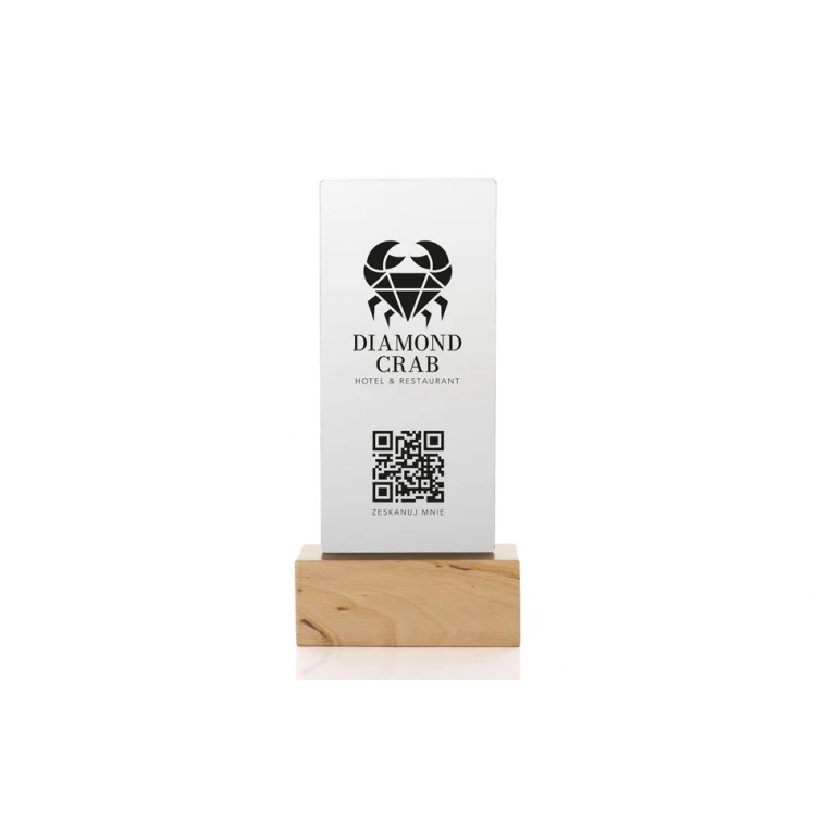 Information Stand with QR Code - Matte Plexi on Wooden Pedestal - ST031