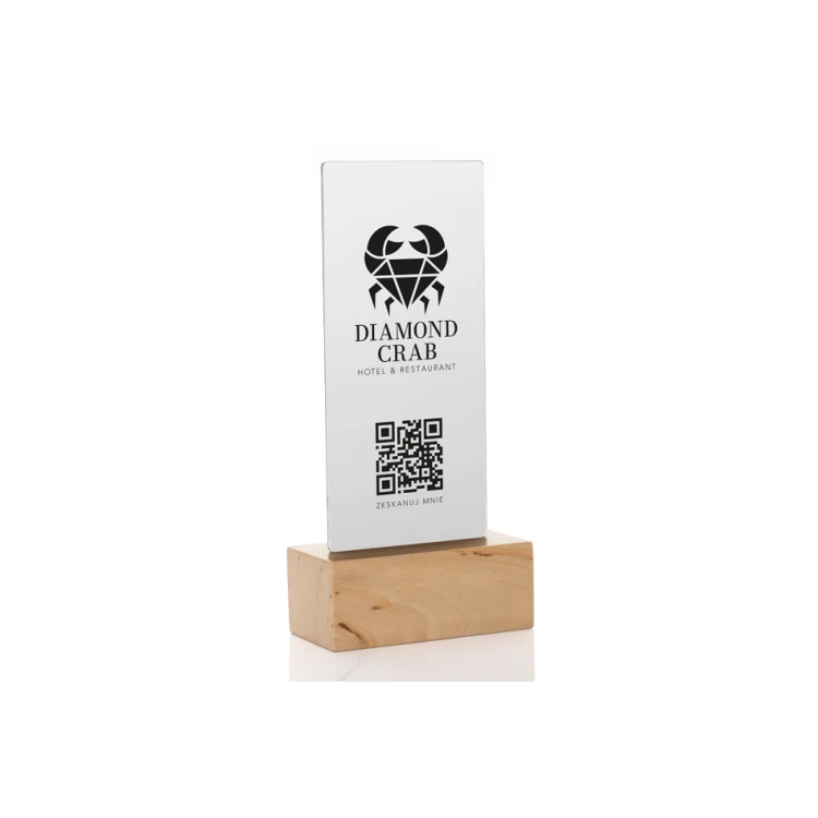 Information Stand with QR Code - Matte Plexi on Wooden Pedestal - ST031