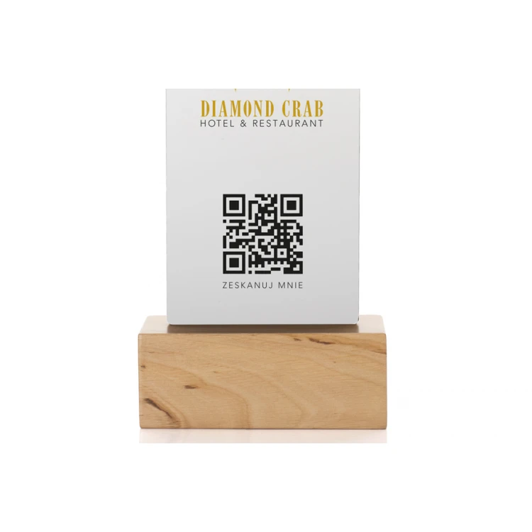 Information Stand with QR Code - Matte Plexi on Wooden Pedestal - ST032