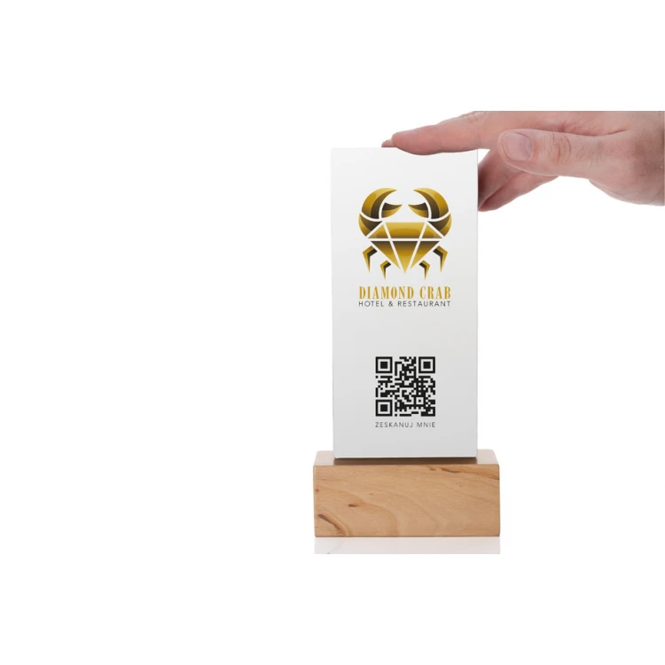 Information Stand with QR Code - Matte Plexi on Wooden Pedestal - ST032