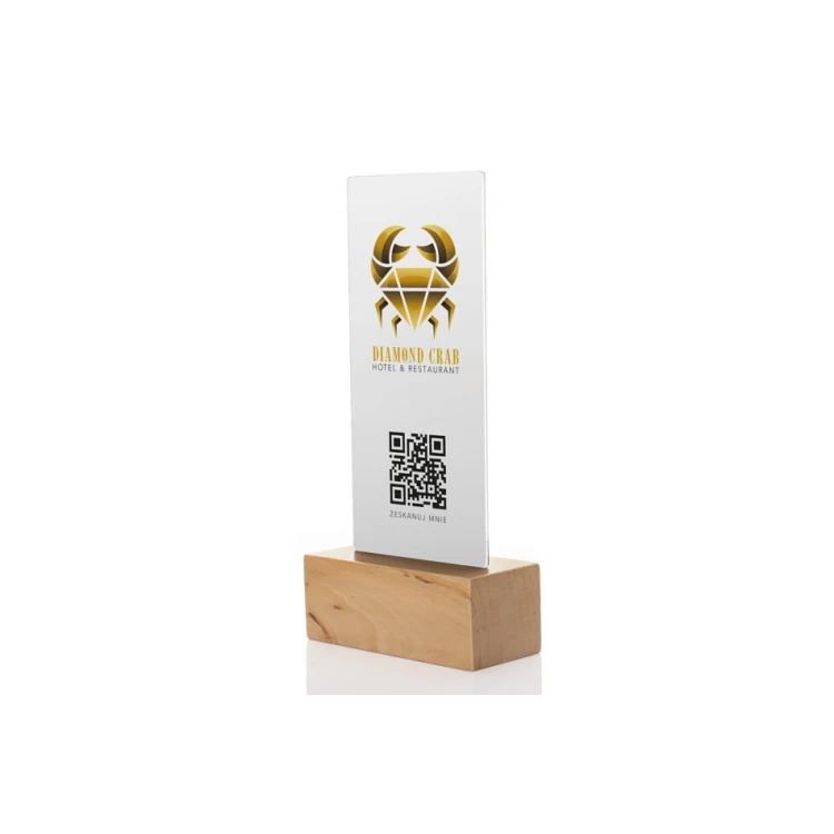 Information Stand with QR Code - Matte Plexi on Wooden Pedestal - ST032