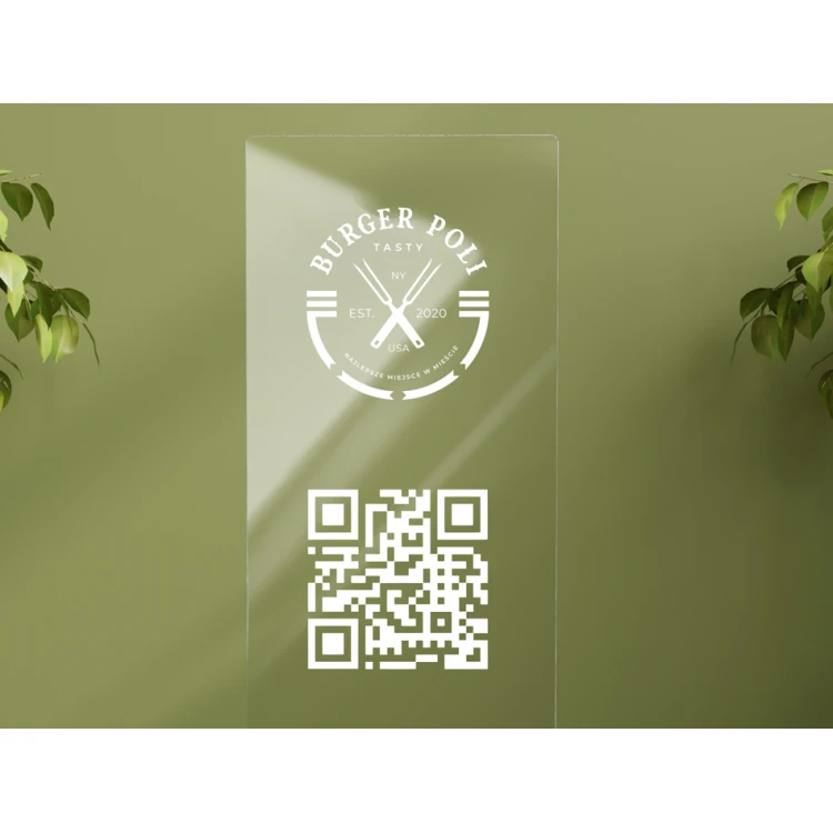 Information Stand with QR Code - Clear Plexiglass on Wooden Pedestal - ST033