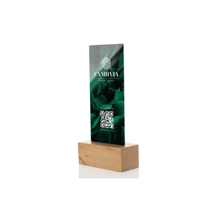 Information Stand with QR Code - Clear Plexiglass on Wooden Pedestal - ST034