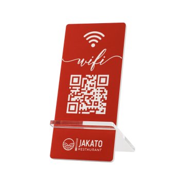 Information stand with QR code - red engraving laminate - size 50x110mm - ST059